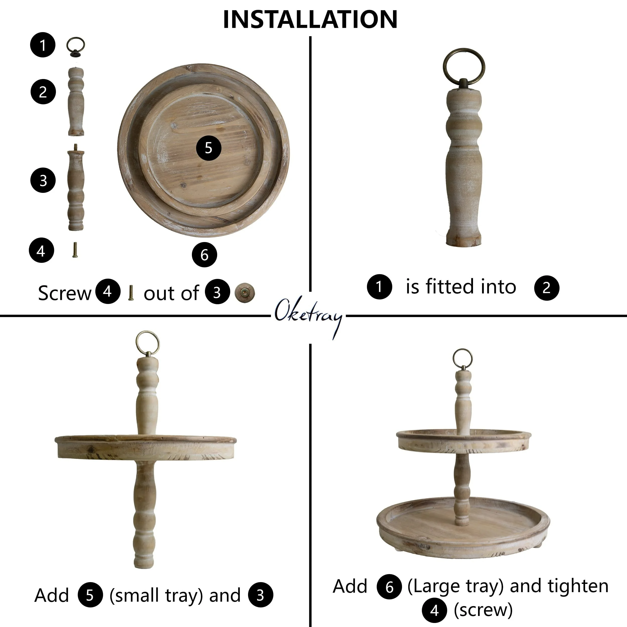 Two Tiered Wooden Tray Wooden Serving Tray Farmhouse Stand With Tiered