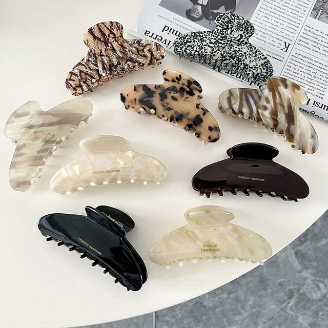 Yomo 2024 8.5CM New Arrived Vintage Women Shark Clip Hair Accessories Geometric Medium Size Tortoise Shell Acetate Hair Claw