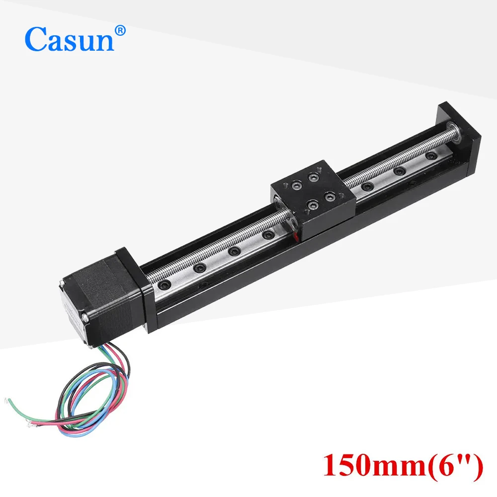 Casun Mini Linear Guide Slide Rail CNC Small Stage Actuator Screw Lead Motion Nema Robot Part Stepper Motor No Service Aluminum