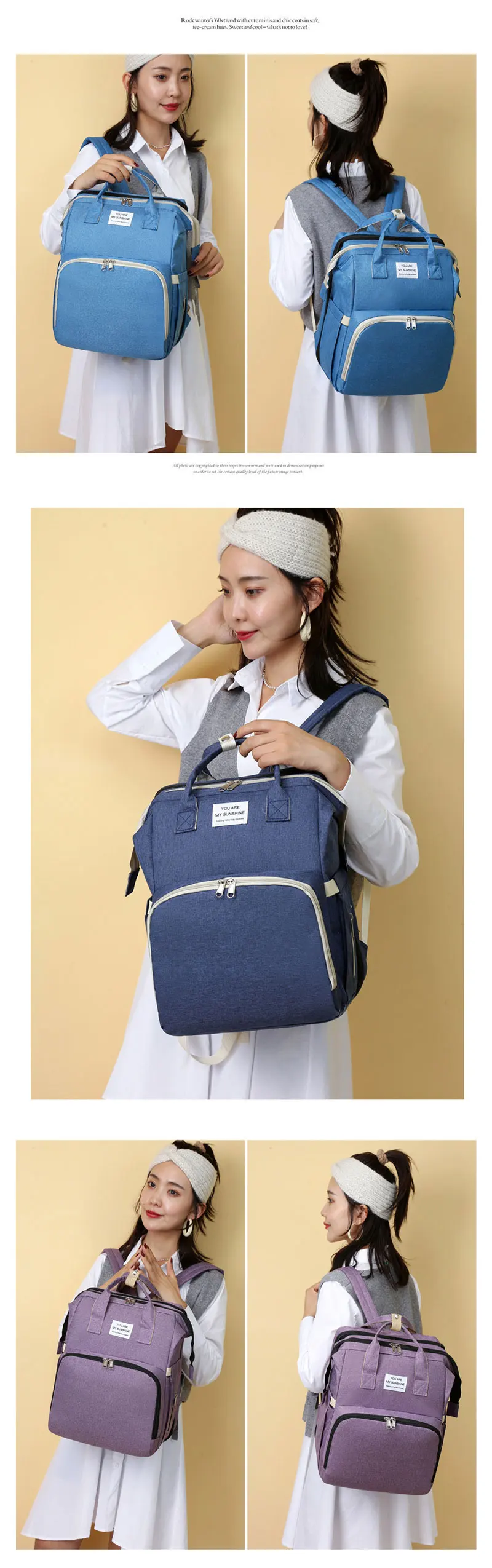 Crib Baby Folding Bed Outdoor Travel Baby Carrier Diaper Bag Backpacks