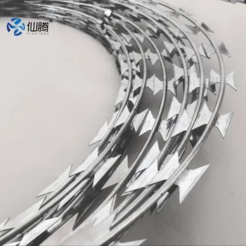 Galvanized BTO-22 razor Barbed Wire Concertina Coila Razoe Barbed Wire Fence  Wire As Protect Fence