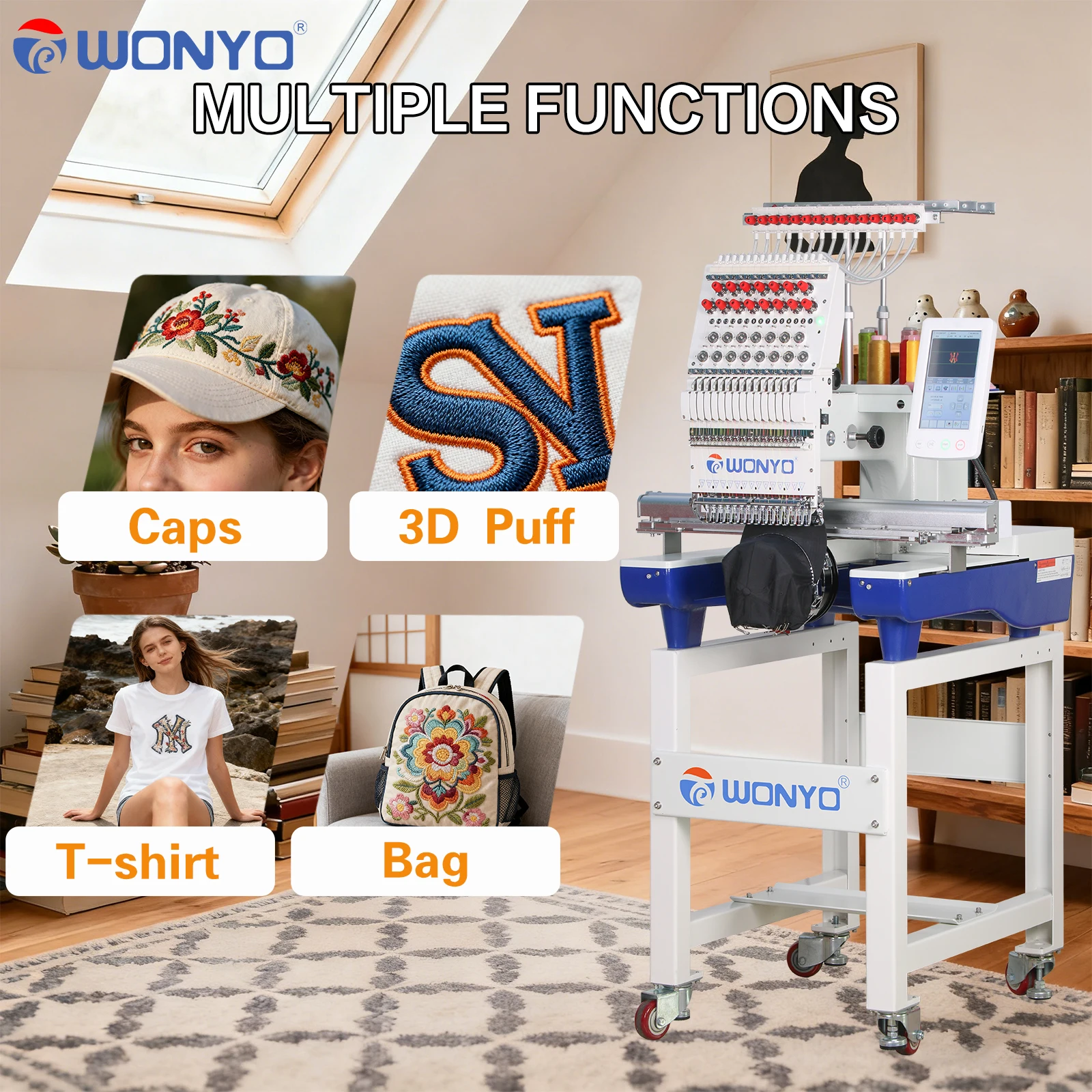 Yuemei a Single Head Embroidery Machine That Can Embroidery Hats and T Shirts