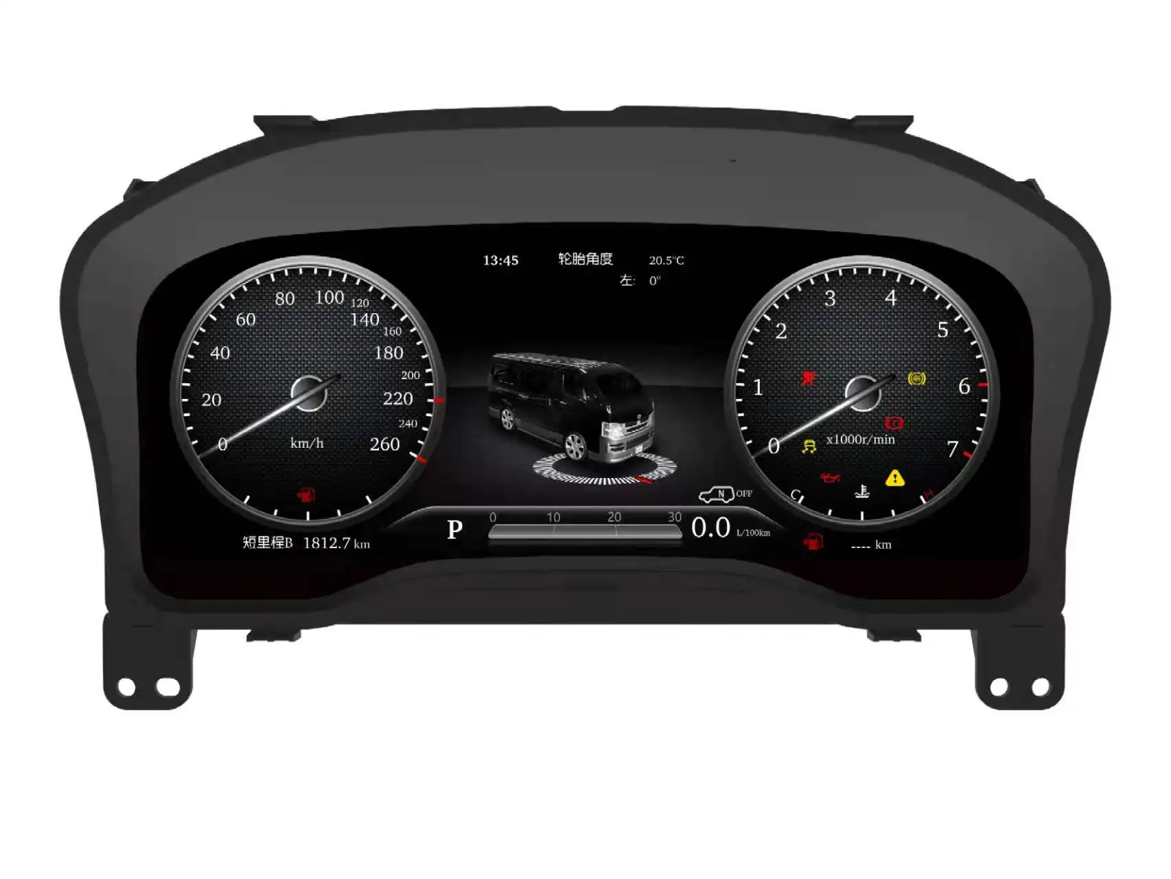 12.3'' LCD Dashboard for Toyota Hiace LCD Instrument Cluster Plug and Play Speedometer Virtual Digital Cluster Cockpit
