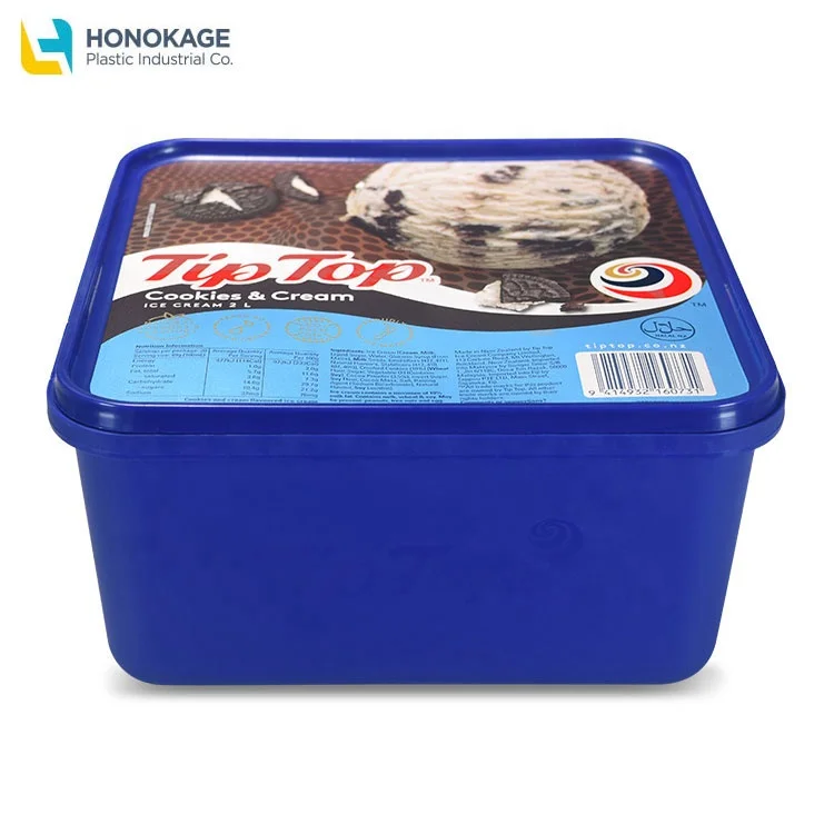 Ice cream plastic container with a volume of 1 L