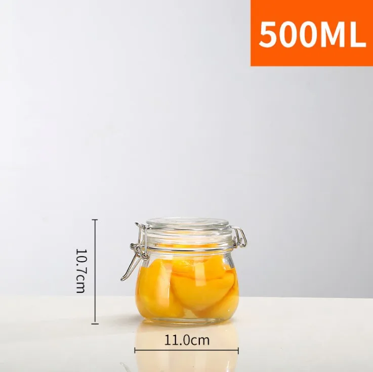 Transparent Buckle Glass Jar for Kitchen Food Storage for Kimchi and Other Preserves