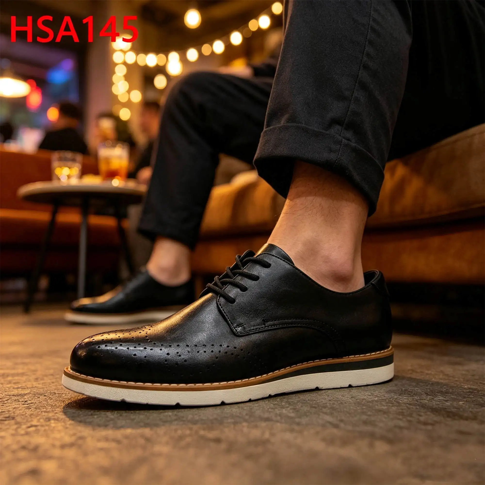 ZYF,Casual Settings Wing Tip Style Lace up Hua Singh Men Leather Shoes Brogue Design Round Toe Fashion Uniform Shoes HSA145
