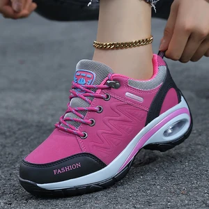 New Factory-customized logo Women's Outdoor Sports Shoes Anti-slip Soft-soled Height-increasing Lace-up  Athletic Shoes
