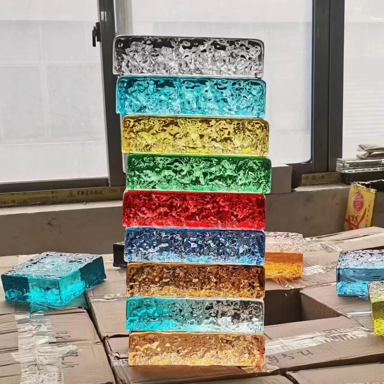 200*100*50mm Colored Solid Crystal Glass Bricks for Wall Building Decoration Glass Blocks Home Hotel Partition