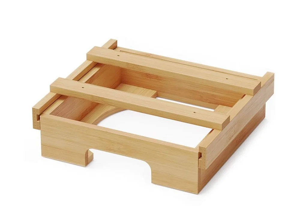 Rayshine Bamboo Paper Plate Dispenser Under Bamboo Plates