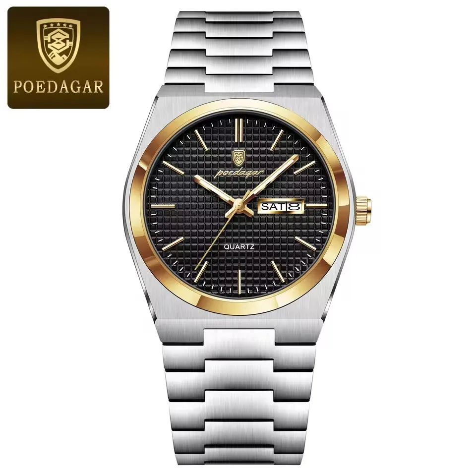For Men's Stainless Steel Quartz Watch 821 Luxury Charm Oval Case Waterproof Week Displa aperçu 8