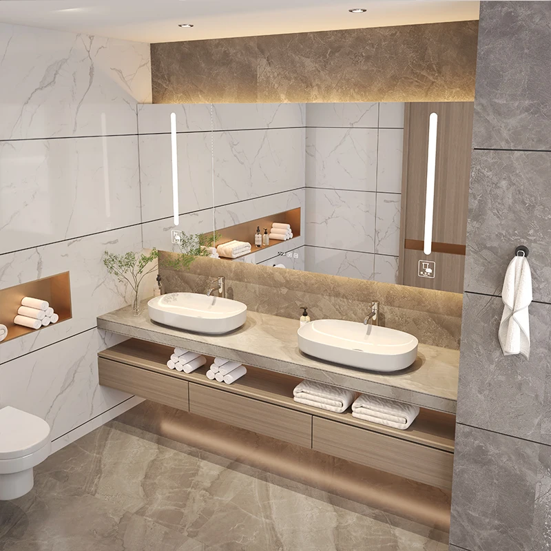 Picture of Luxury Bathroom Vanity Cabinet with Modern Lighting