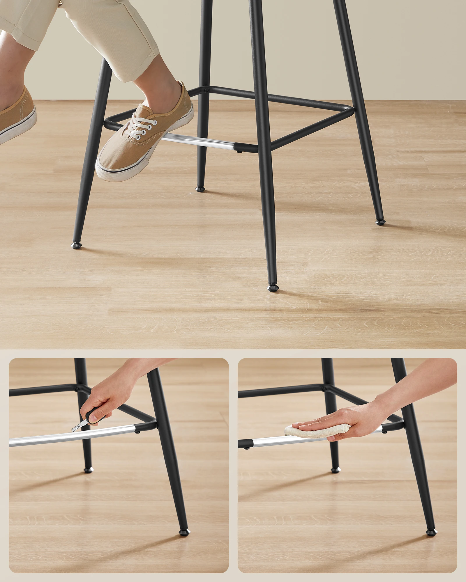 VASAGLE Synthetic Leather Bar Stools Set of 2 High Stool bar Chairs for Kitchen Island Green Bar Stools with Ergonomic Backrest