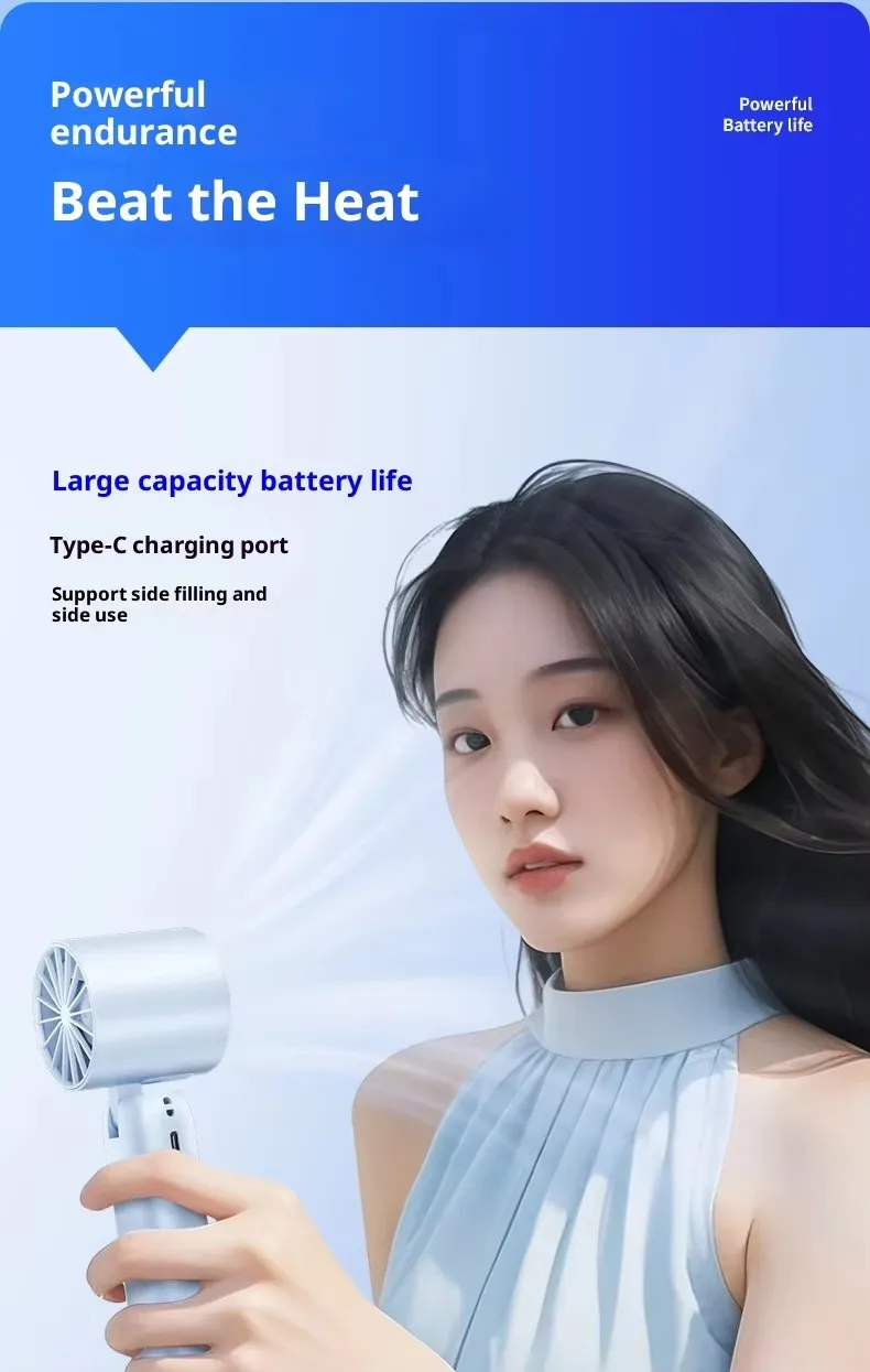 New Model Handheld Fan with 199-speed High-power-border Outdoor Charging Portable USB Cooling Small Fan for Wholesale