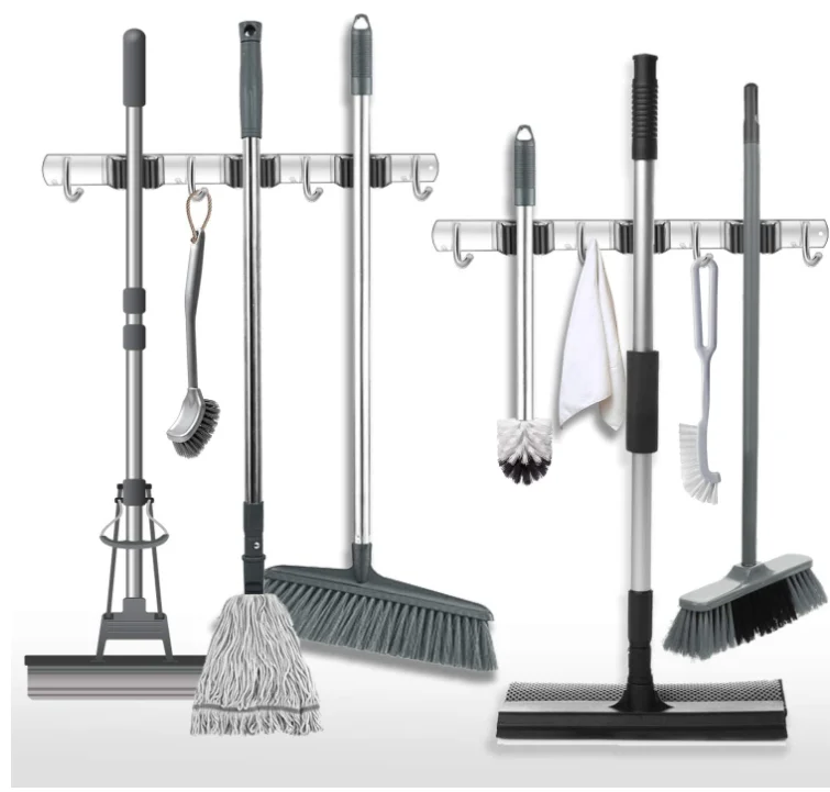 Metal Broom and Mop Holder Wall ... Mop and Broom Holder Wall Mount Heavy Duty 