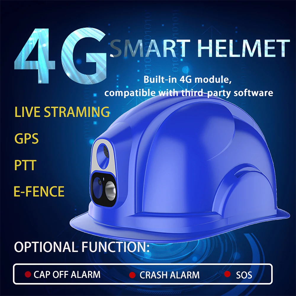 Hat Camera High Resolution 4g Real Time Monitor Hard Hat Camcorders Outdoor ...