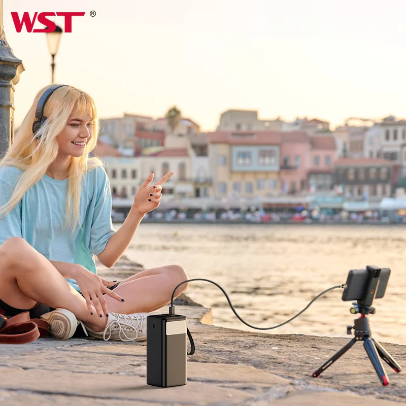 WST Floodlight LED Display Rope Handle Power Banks Outdoor Mobile Phone Portable High Capacity 50000mah Fast Charging Power Bank