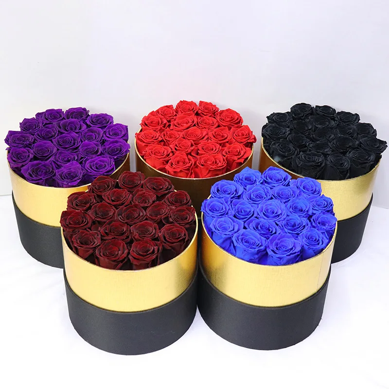 Caja De Cartón De Terciopelo Para Regalo De San Valentín,Caja De Cartón De Flores  Redondas,Rosas Preservadas,Flores Eternas,Venta Al Por Mayor - Buy De  Redonda De Flor De Papel De Caja De Regalo