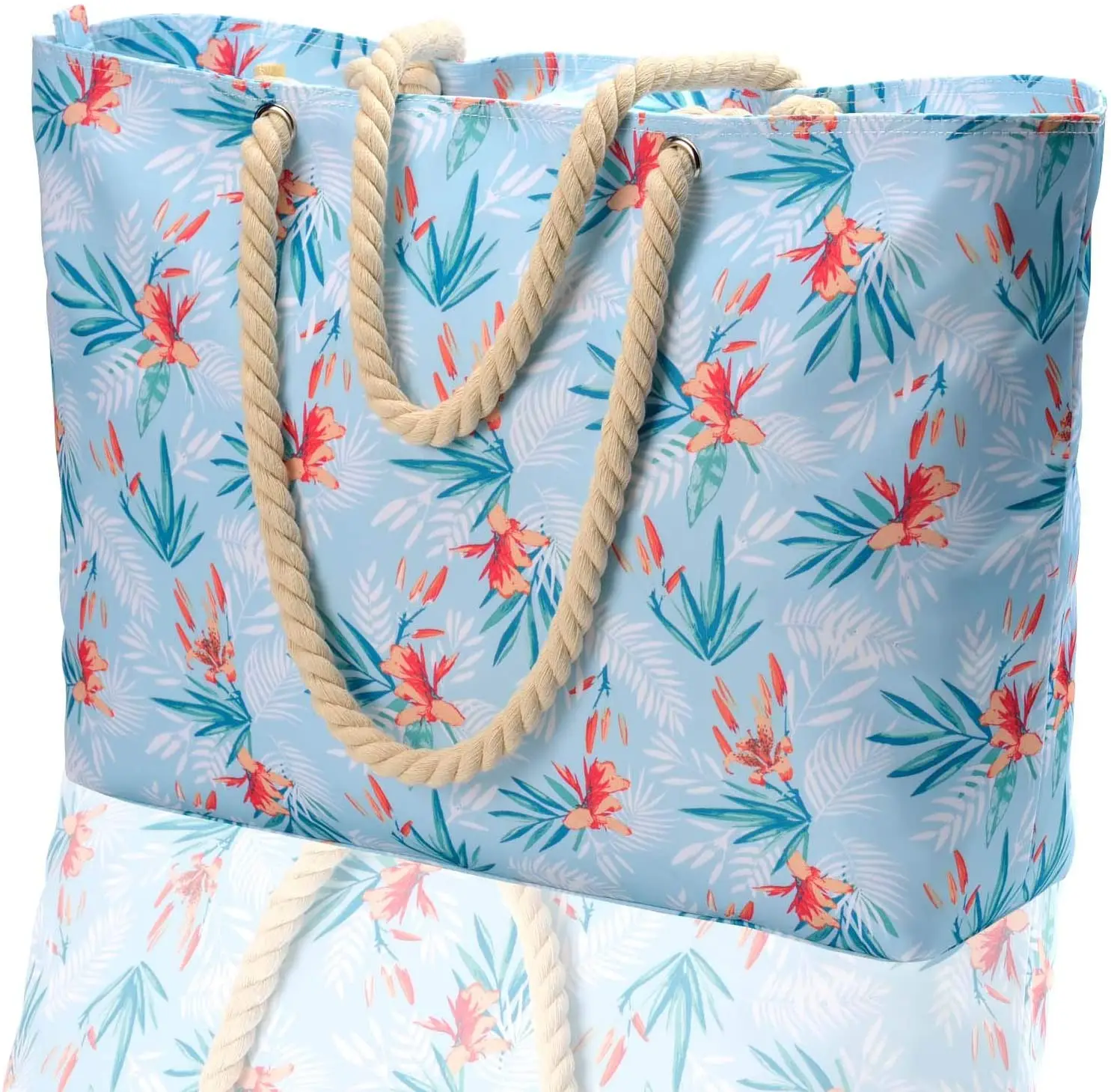 Grand Sac De Plage XXL Imperméable Avec Fermeture Éclair - Sac Plage Pliable Léger Multi-Poches Pour Femmes