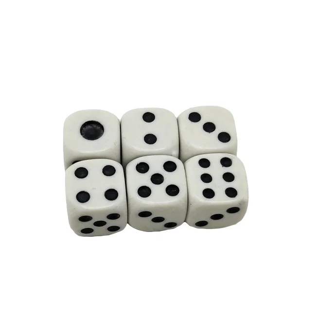 Wholesale 10mm White Round Corner Square Dice with Black Dots Normal Caisno Game Dice