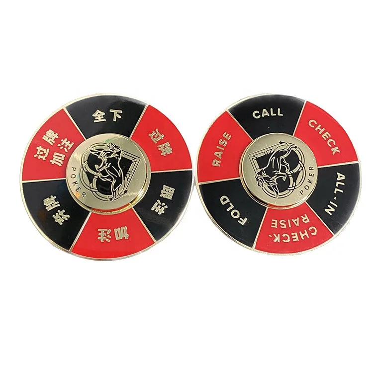 New Arrival Gifts Gold Metal Spin Casino Poker Chips Custom Enamel Logo Souvenir Rotate Metal Poker Chips manufacture