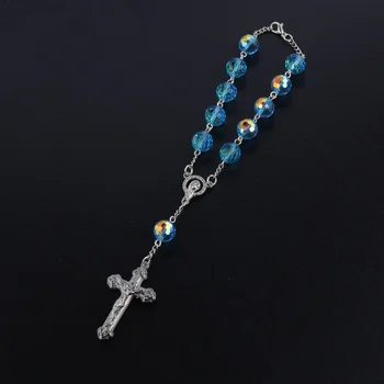 PIETRA NATURALE PREGHIERA Rosario Perline Cristiano Fatto a Mano Bracciale Regalo Per Donna EUR