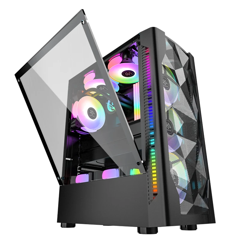 SNOWMAN ゲーミングPCケース ミッドタワーATX対応 透明サイドパネル