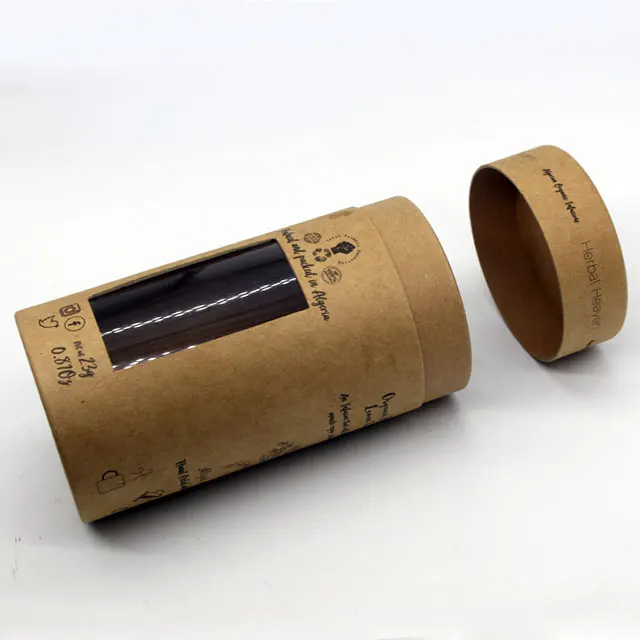Custom Loose-leaf Tea Paper Tube Packaging Round Tea  Paper Tube with clear Cut Out