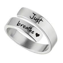 New Accessories Simple Smear Just Breathe love Lady Open Adjustable Ring