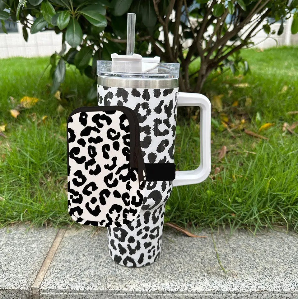 Wholesale Custom Solid Cow Print Western Neoprene Water Bottle Pouch