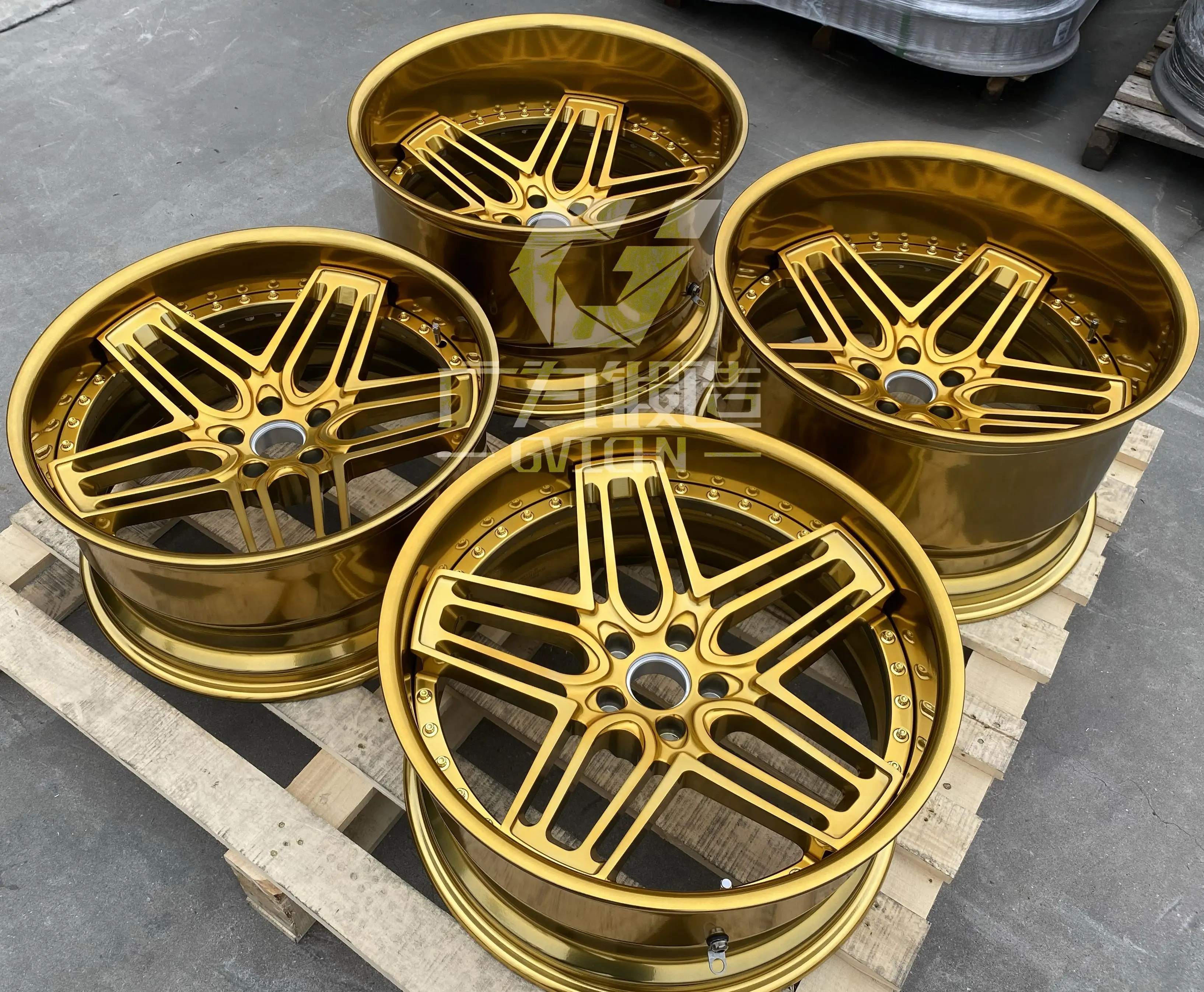 GVICHN 2 piece golden gloss rim aluminum alloy forged wheels 16 17 18 19 20 21 22 23 24 inch 5x112 5x114.3 5x120