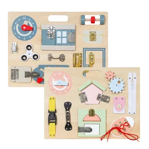 Kids Wooden Busy Board Early Learning Toy for Life Skills Development Motor Activity Montessori Sensory Play Educational Gift