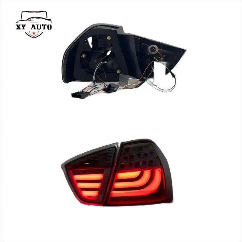For 2005-2008 BMW 3-series E90 LED Rear Tail Light Assembly Fiber Optic I318 I320 New Condition 12V Red and Clear Lens Color