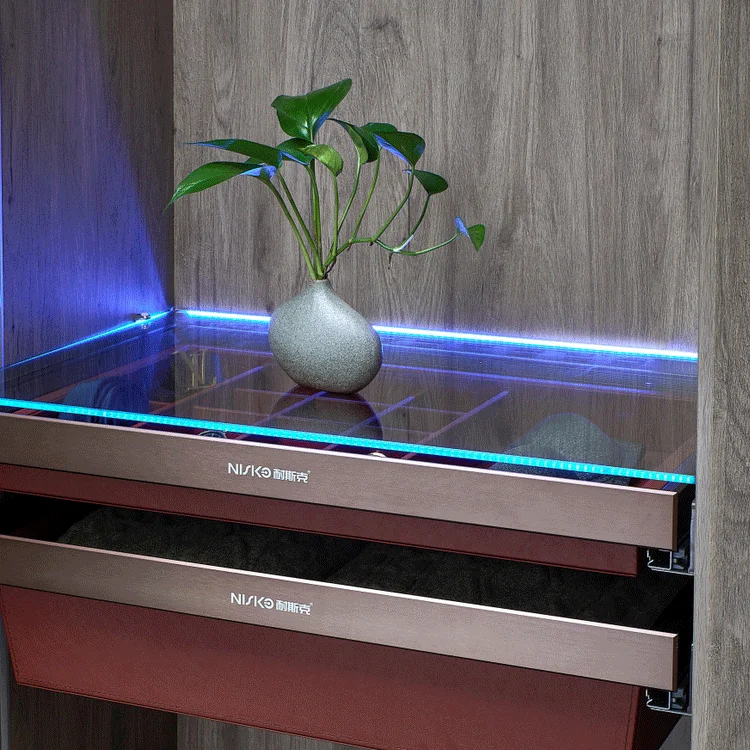 Nisko Customized Glass Shelf Aluminum Profile DC 12V Clamp Glass Linear Light Use for Led Strip Light