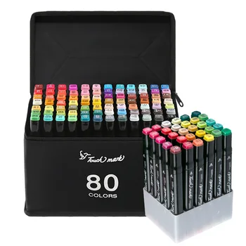 80 Colors Non-toxic Paint Fineline Double Ended Sketch Markers Dual Tip Twin Drawing Alcohol Permanent Art Maga Marker Pen