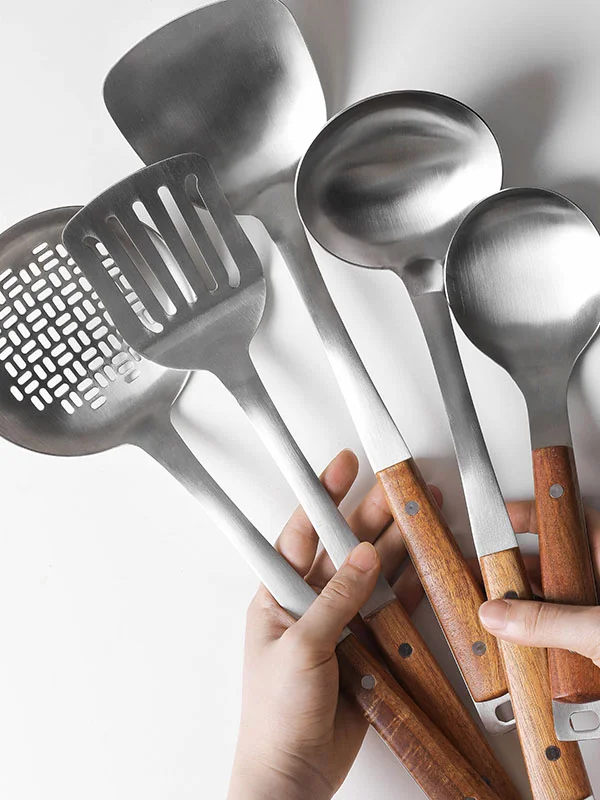 Kitchen Utensil Set Stainless Steel Non Stick Spatula Stir Fry Leakage