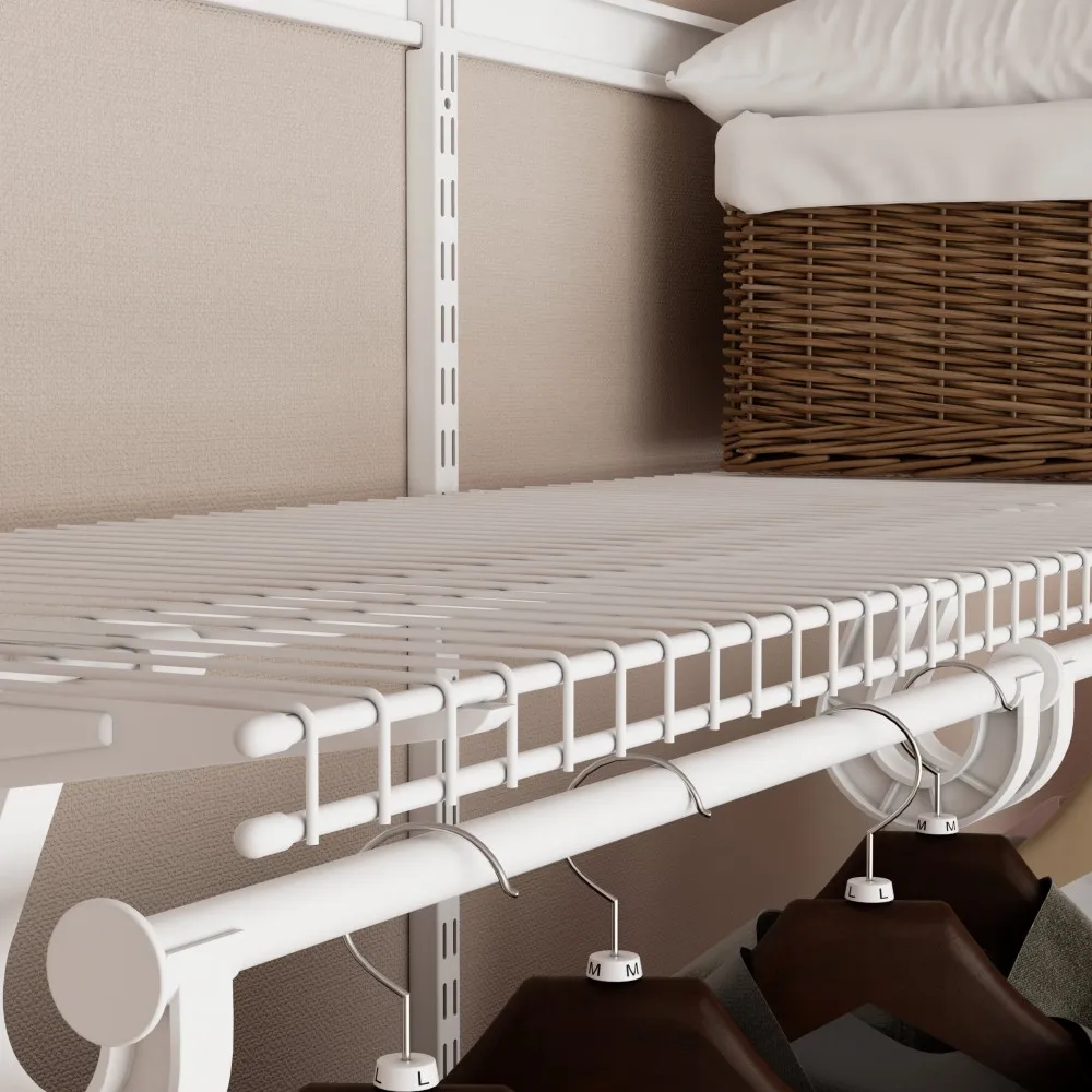 CLOSETART Easy Clean Adjustable Modern 8FT Foldable Metal Shelf Rod Home Organizer Classic Wardrobe Shelving Solution Option