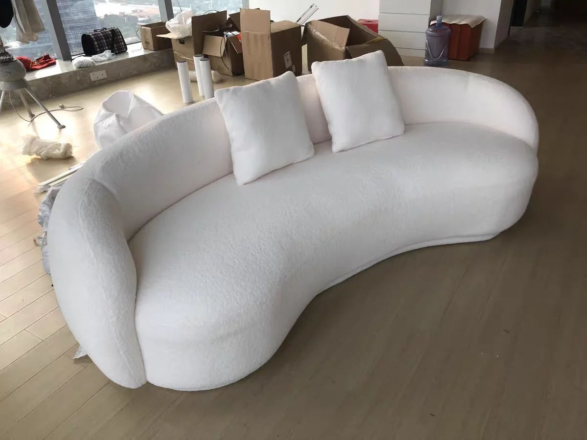 Hochey Modern Minimalist White Half Circle Designer Couches Luxury Sofa