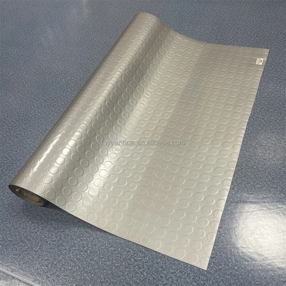Waterproof Nonslip PVC Flooring Rolls round Button Surface Coin Mat Anti-Slip for Kitchen School Living Room Bedroom
