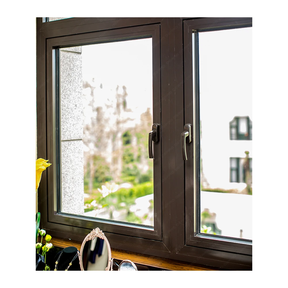 French window triple glazed casement house window aluminum tilt and turn glass 2 opening pane window for hotel villa residential