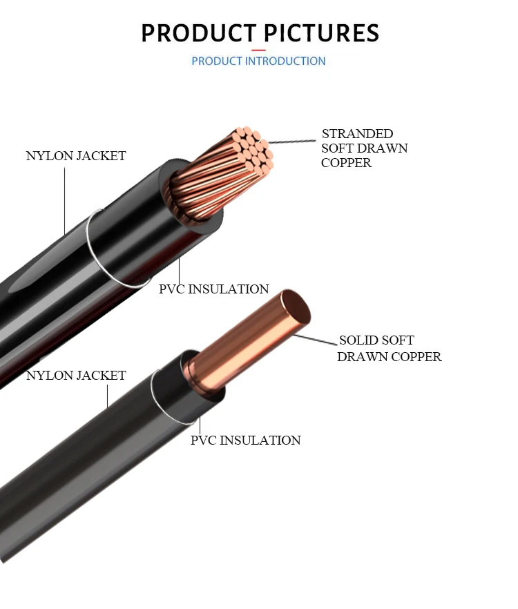 Thw Electric Wire Cable Thhn Thw Thwn-2 Ul83 Stranded 100%copper Core ...