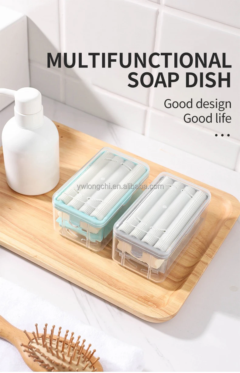 New  Multifunctional 2 in 1 Spring Drain Soap Box Stand Plastic Household Dish Soap Storage box for Foaming