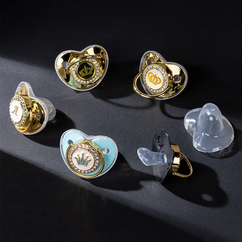 Custom Bling Luxury Pacifier Gold Bear Infant Silicone