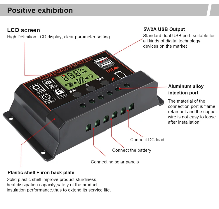 Auto 12v 24v Pwm Manual 10 20 30amp Solar Panel Lead Acid Battery ...