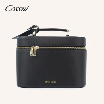 COSSNI High Quality Customized Cosmetics Travel Organizer Can Be Held In Hand With Zipper Leather Cosmetic Case