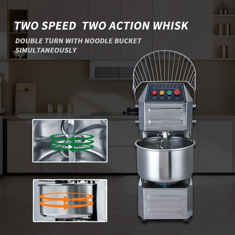 Double Motions and Double Speeds 12KG 25 kg 50 kg 100 kg Flour commercial Spiral Dough Mixer