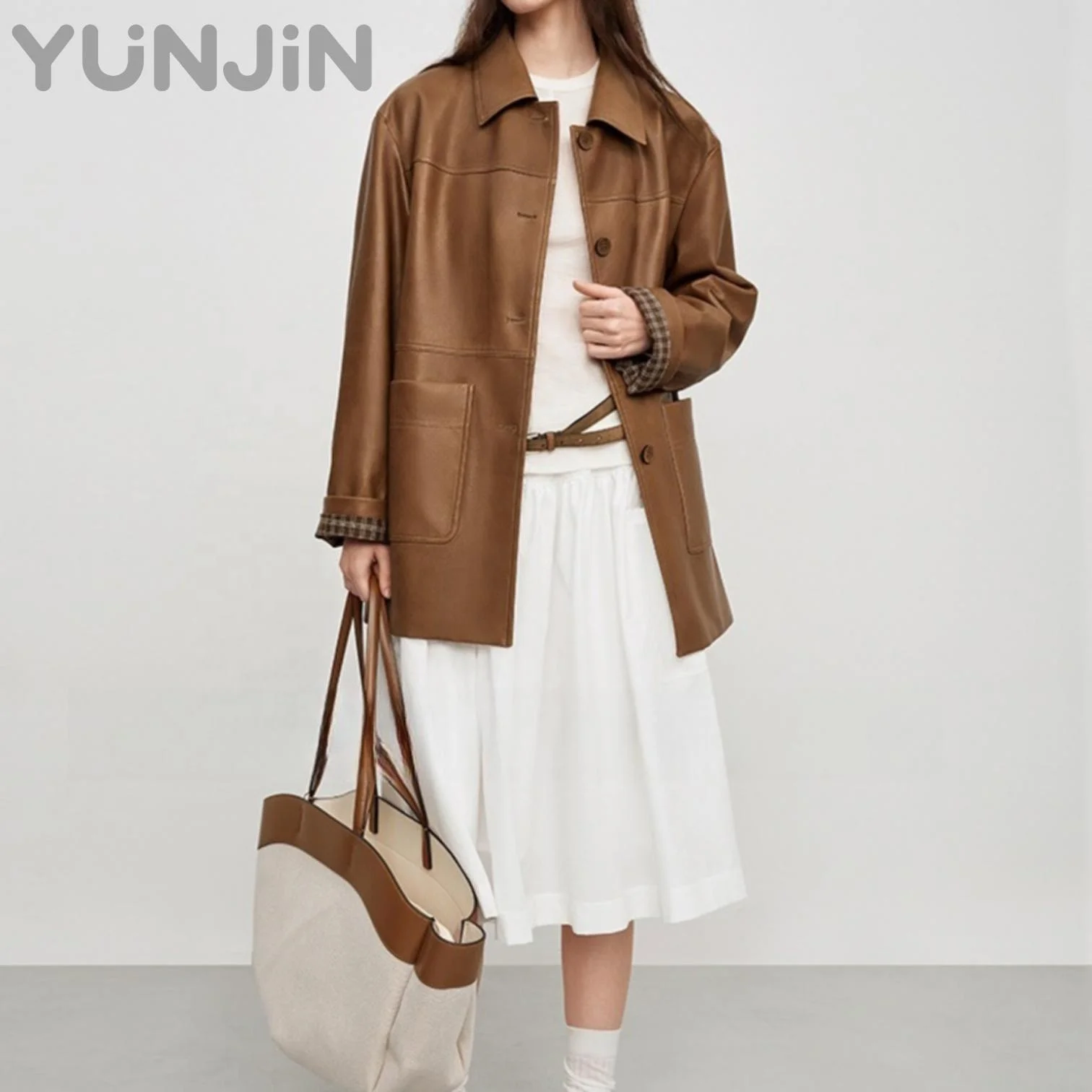 Luxury Designer Medium Women's Natural Sheepskin Leather Jackets