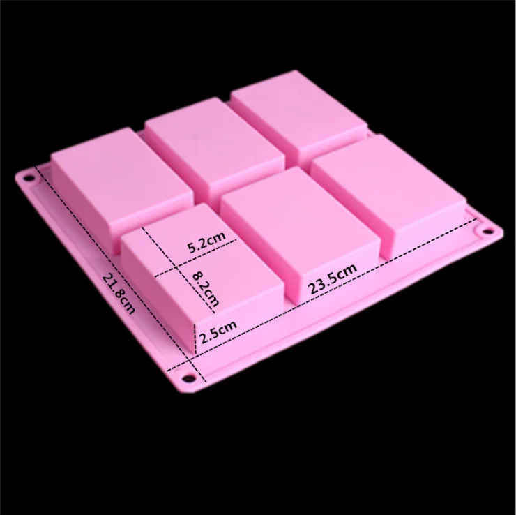 Оптовая продажа, Набор для изготовления домашнего мыла квадратной формы с 6 картриджами, формы для выпечки тортов, силиконовая форма для мыла