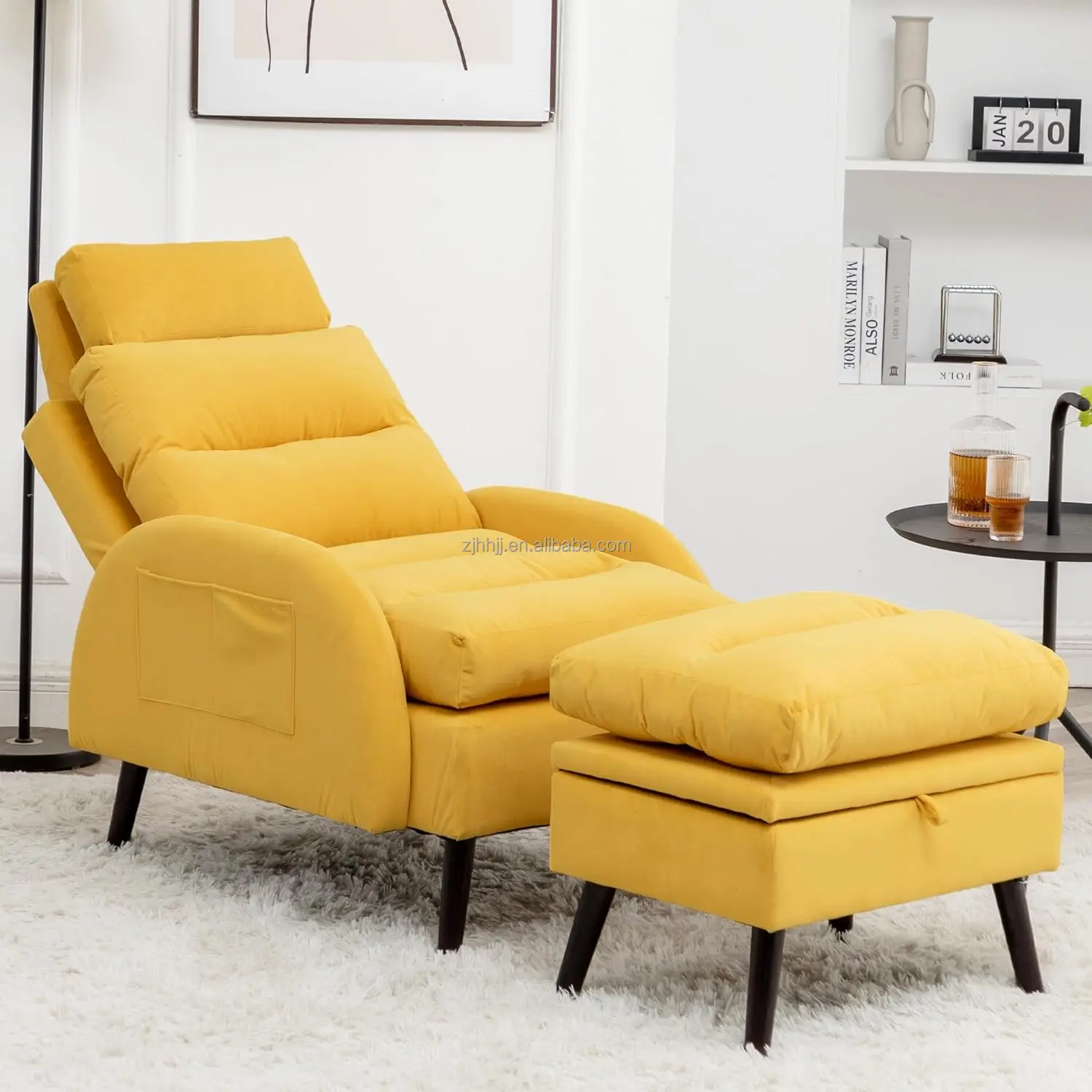 Convertible Reclining Upholstered Storage Single Sofa Bed For Living