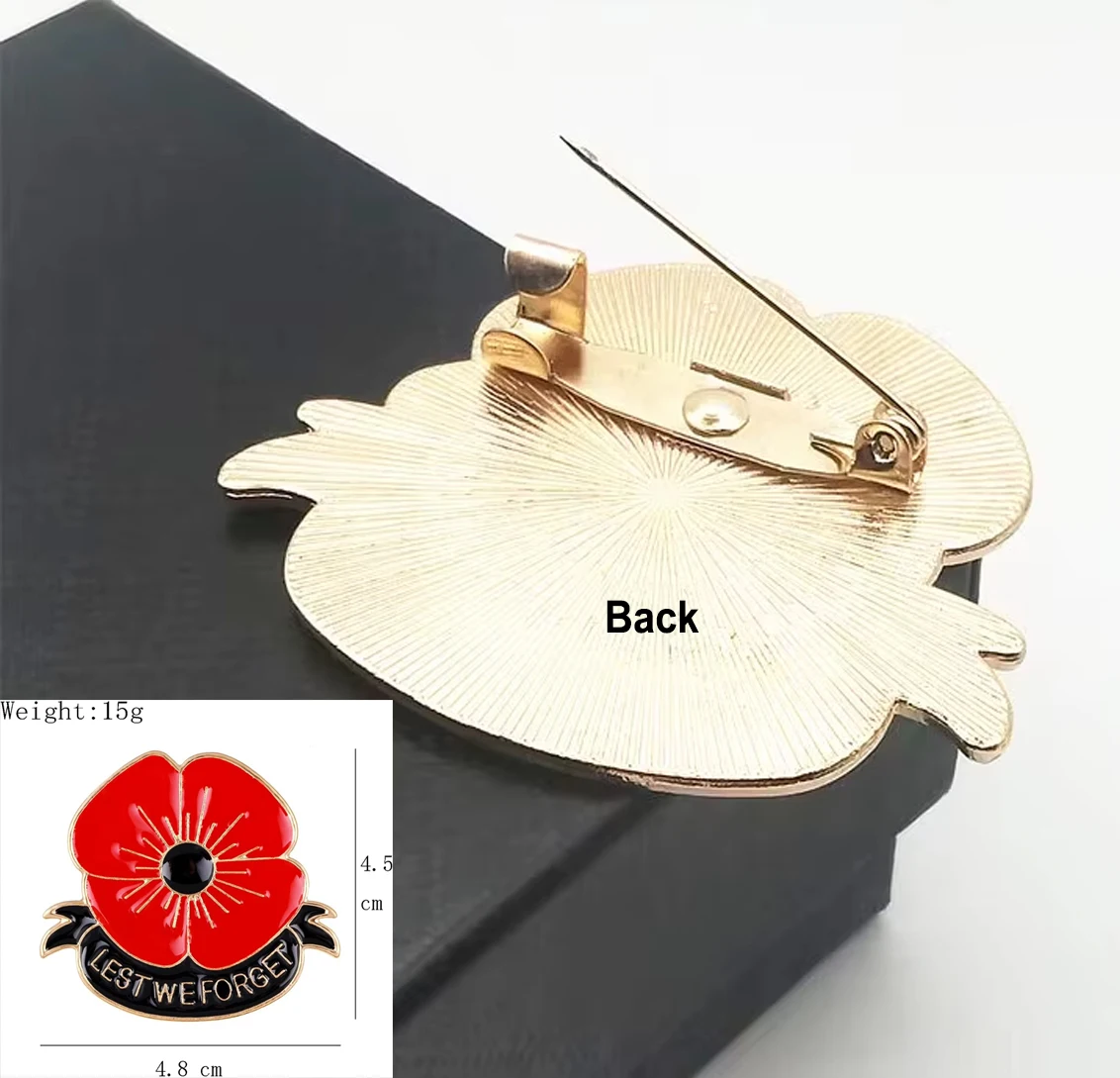 Poppy Brooch Pins Memorial Day Badge Anzac Remembrance Day Gifts Custom Metal Flower Enamel Lapel Pins Jewellery Lest We Forget