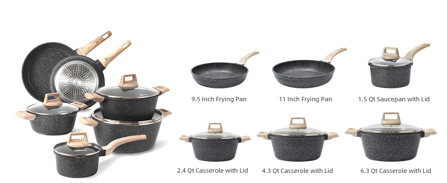 Carote Kasanova Granite Stone 11 Pcs Pots & Pans Cookware Sets